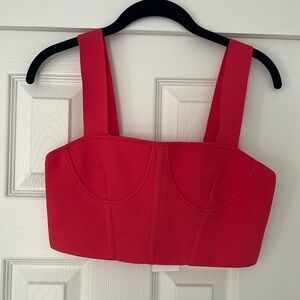 Hervé Leger hot pink sleeveless crop top